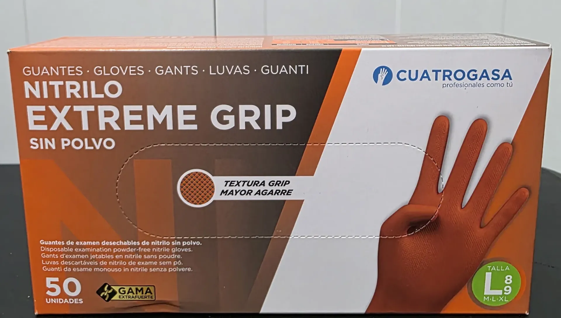 Guante nitrilo extreme grip naranja talla XL caja 50 u.