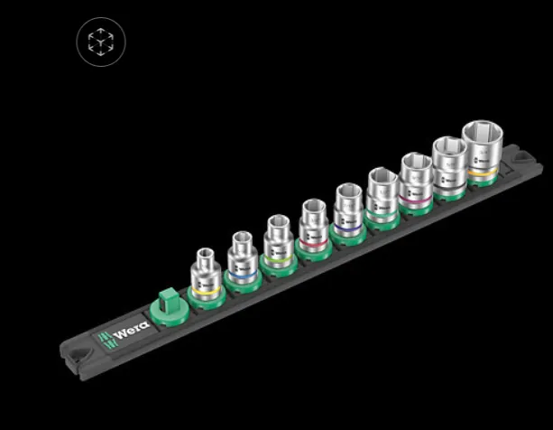 Wera 05005450001 Magnetic Socket Rail B Imp 1 Zyklop Socket Set 3/8 en pulgadas