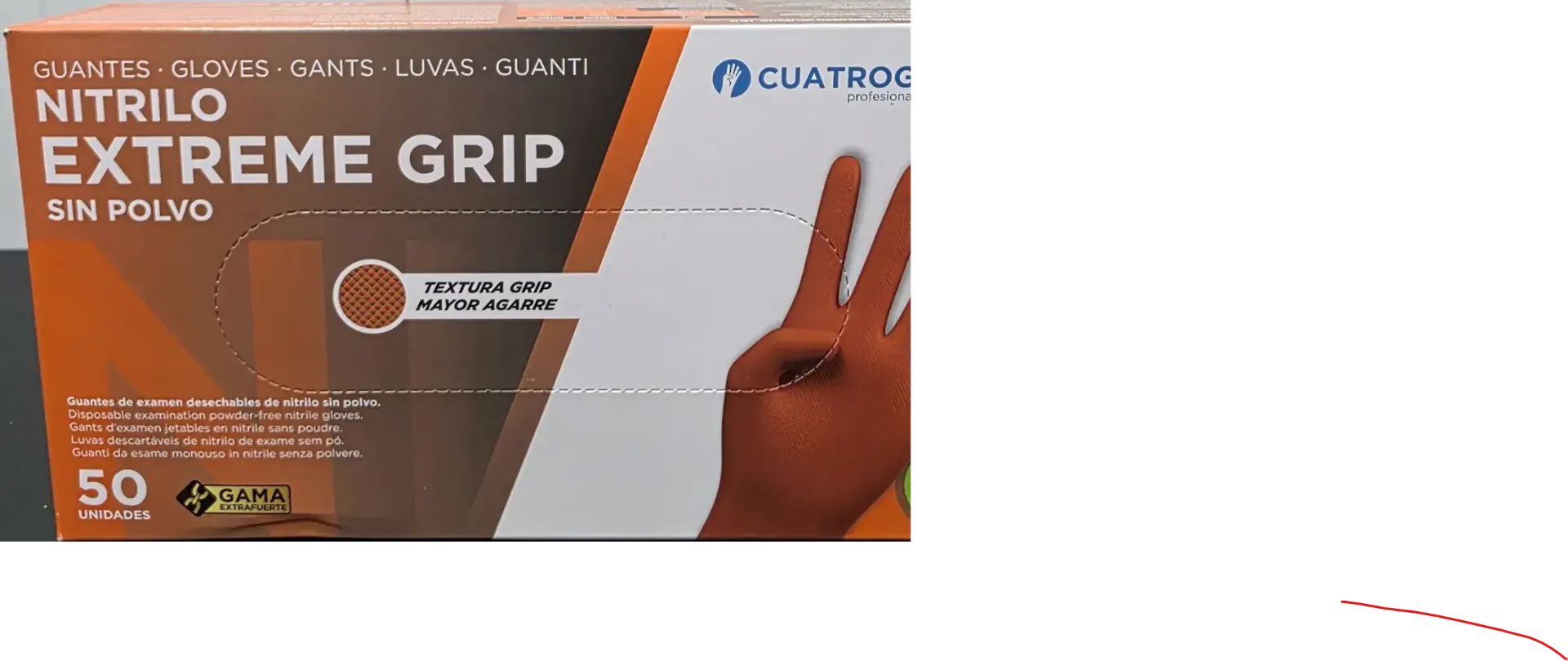 Guante nitrilo extreme grip naranja talla L caja 50 u